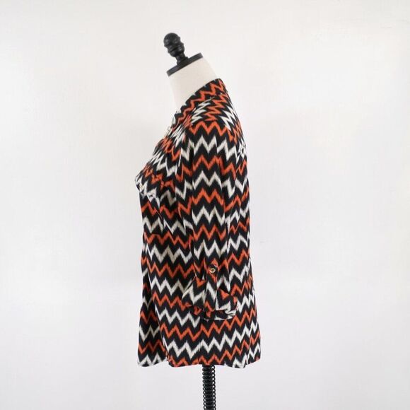 DAMAGED Michael Kors Orange Black Full Zip Collared Shirt Jacket 8 Tab Roll Slee - Picture 4 of 9